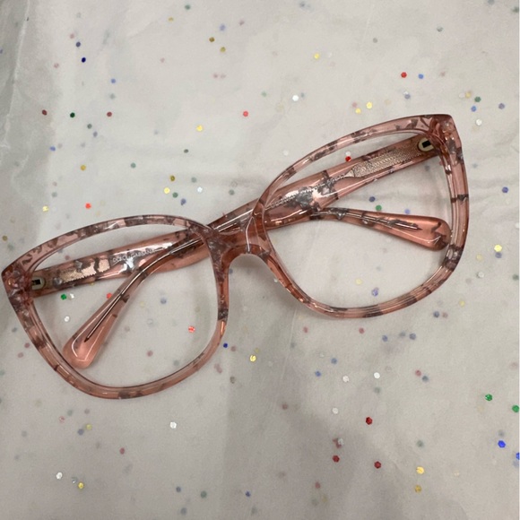 Dolce Gabana Stylish Pink Cat-Eye Glasses Confetti Sparkle Wide Arms Trendy - Picture 1 of 9